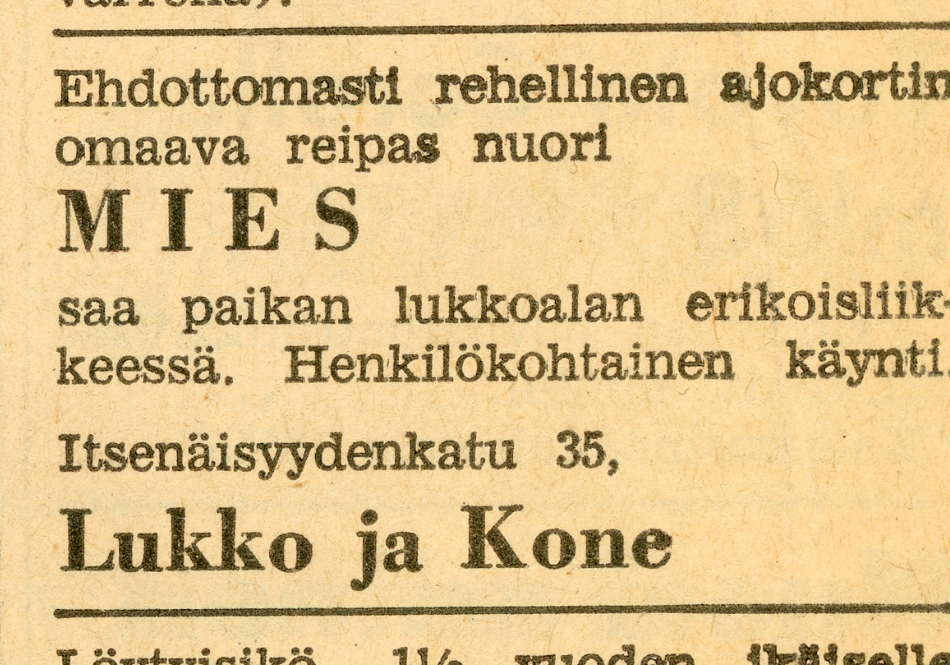 Tällä ilmoituksella Kehusmaa meni töihin 70-luvulla.png