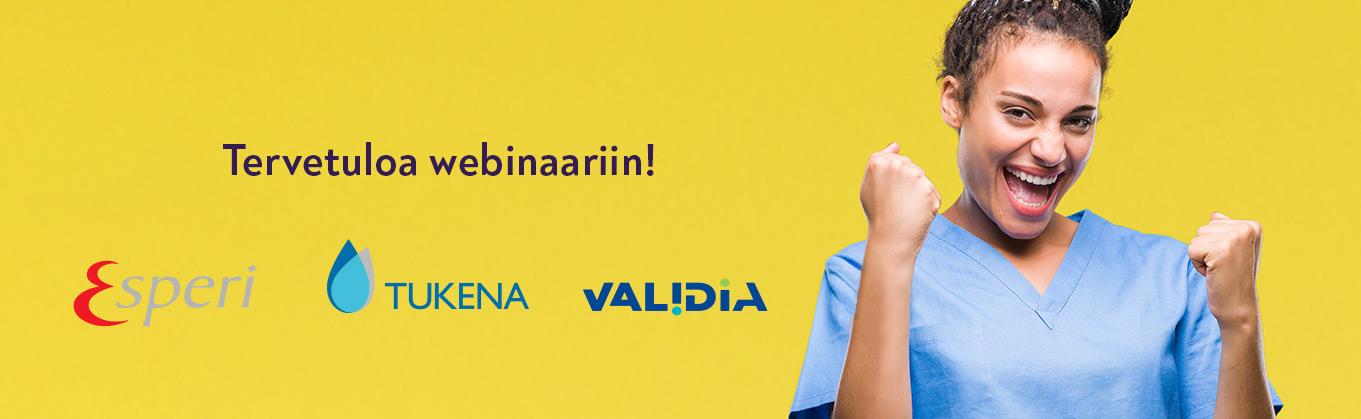 Logoja ja innostunut sosiaali- ja terveysalan työntekijä