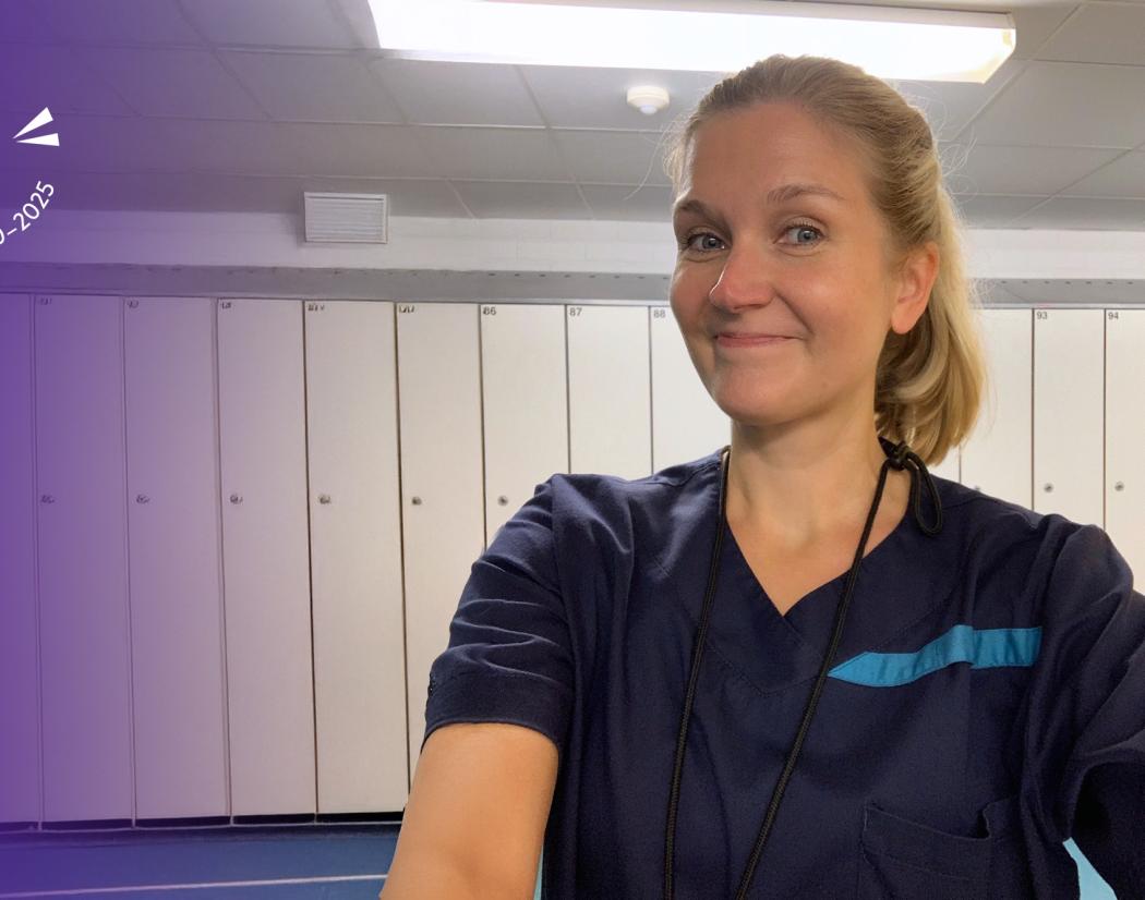 Kirsi Jaakonaho työelämäjaksolla Auroran sairaalassa