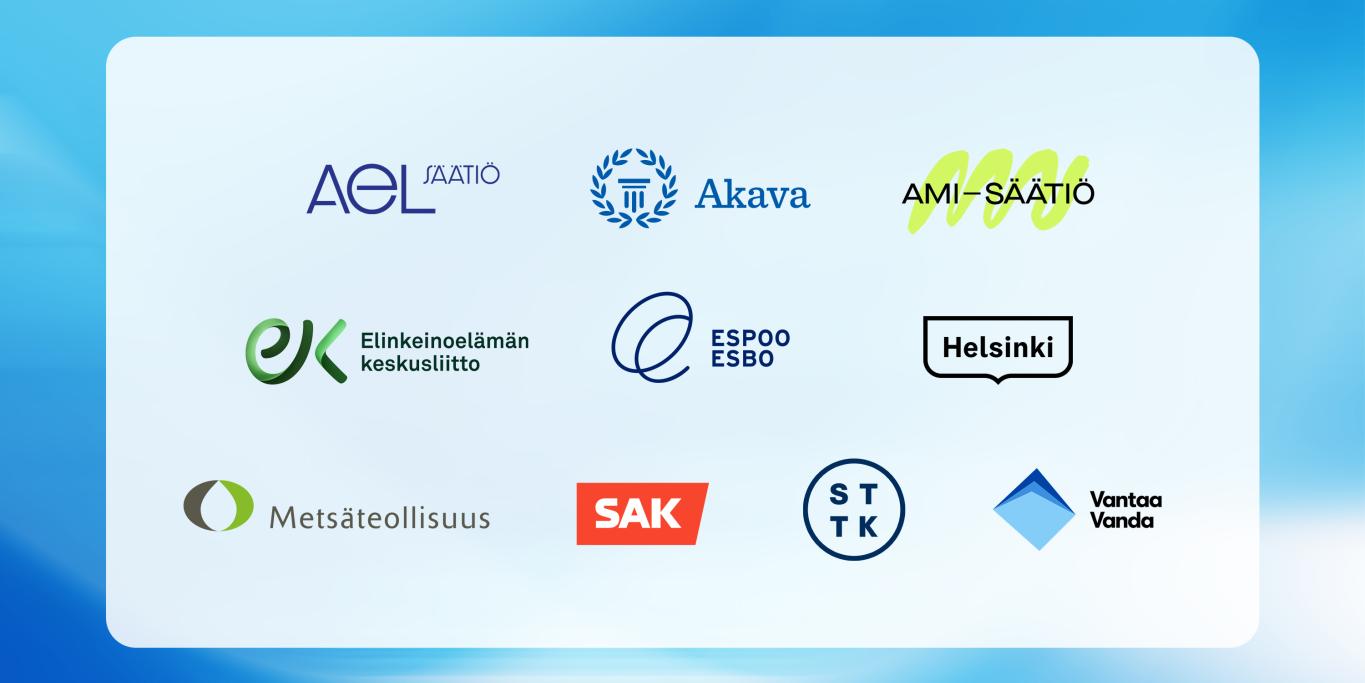 Taitotalon johdossa olevien yhteisöjen logoja