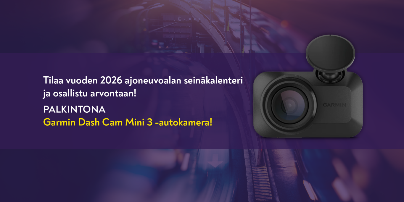 Tilaa kalenteri, osallistu arvontaan ja voita Garmin Dash Cam Mini 3 –autokamera