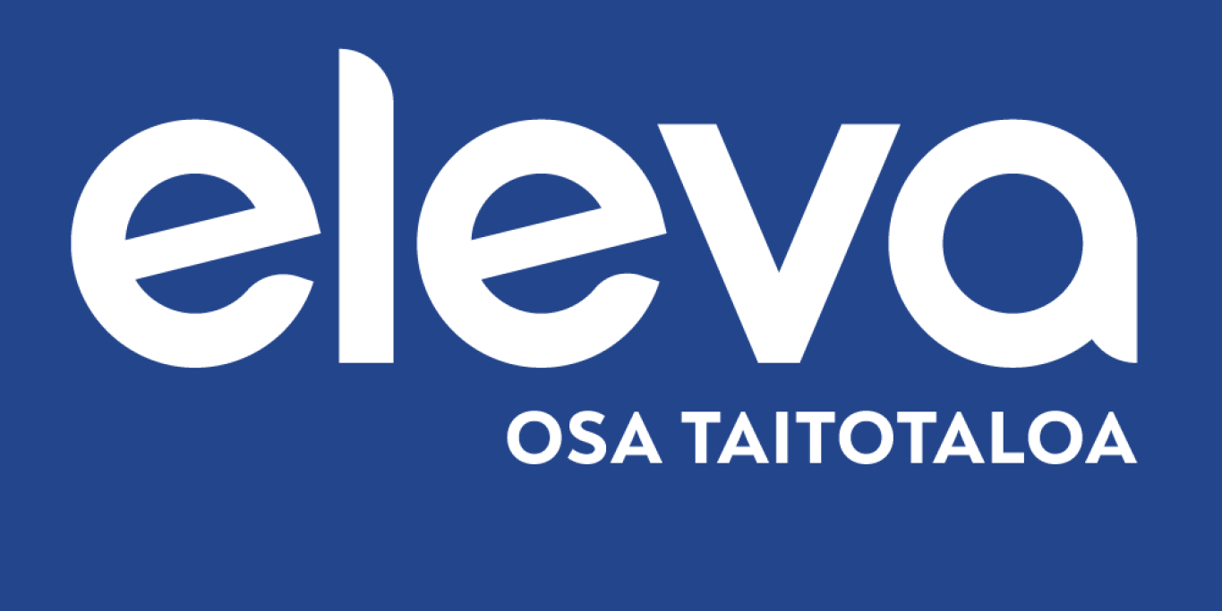 Sana Eleva osa Taitotaloa, valkoinen teksti sinisellä pohjalla