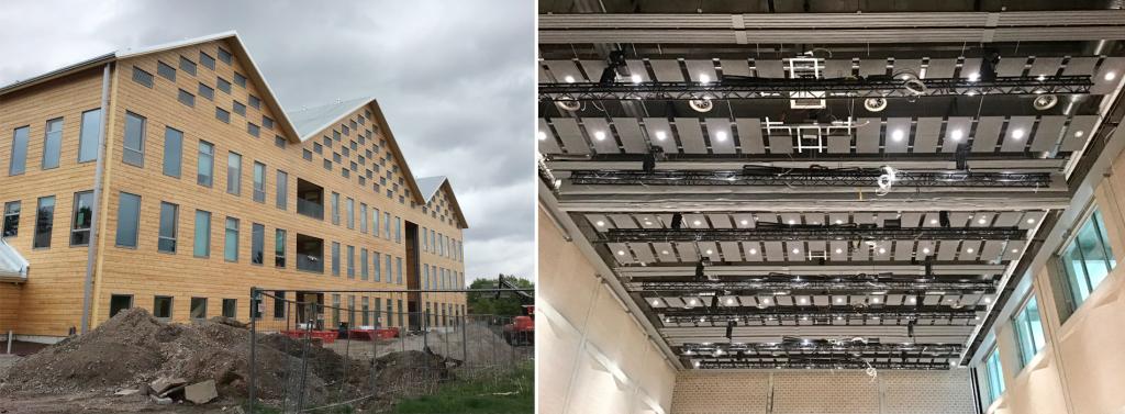 Hirrestä rakennettu kulttuuritalo Monio