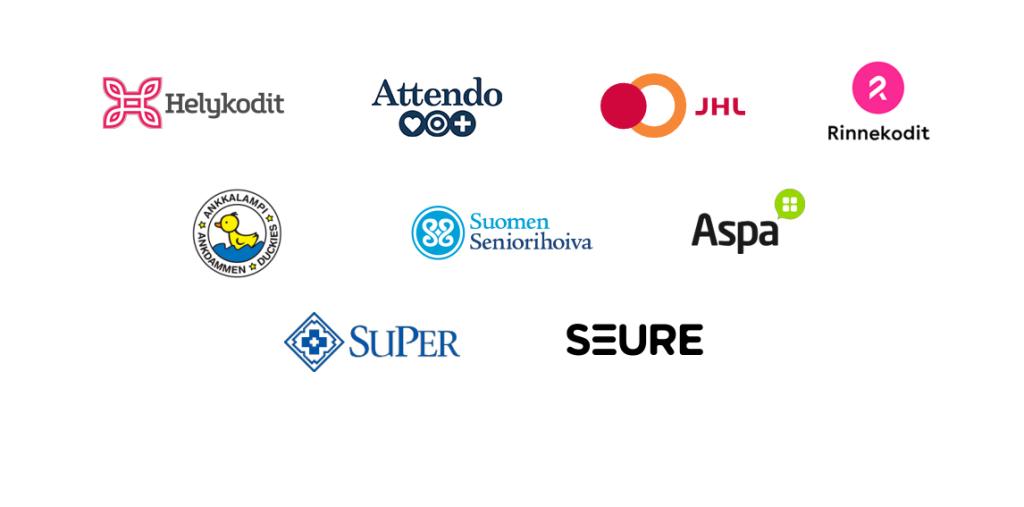 Sote-alan Rekrytreffien osallistujayritysten logoja